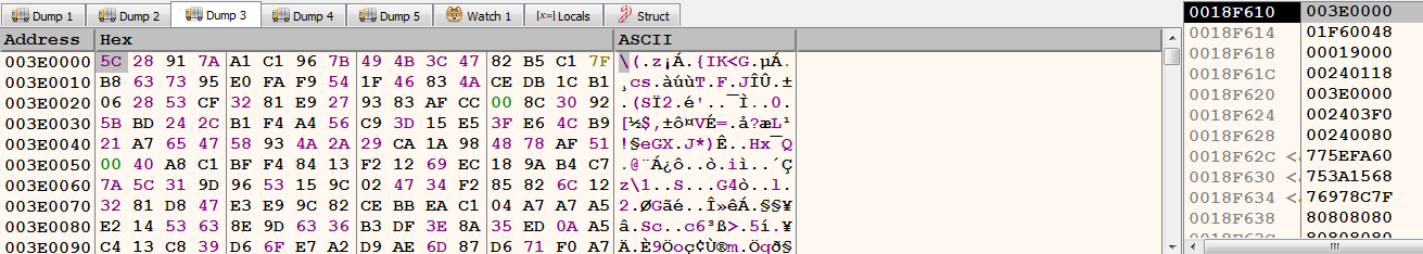 Figure 15 – the encrypted shellcode is copied