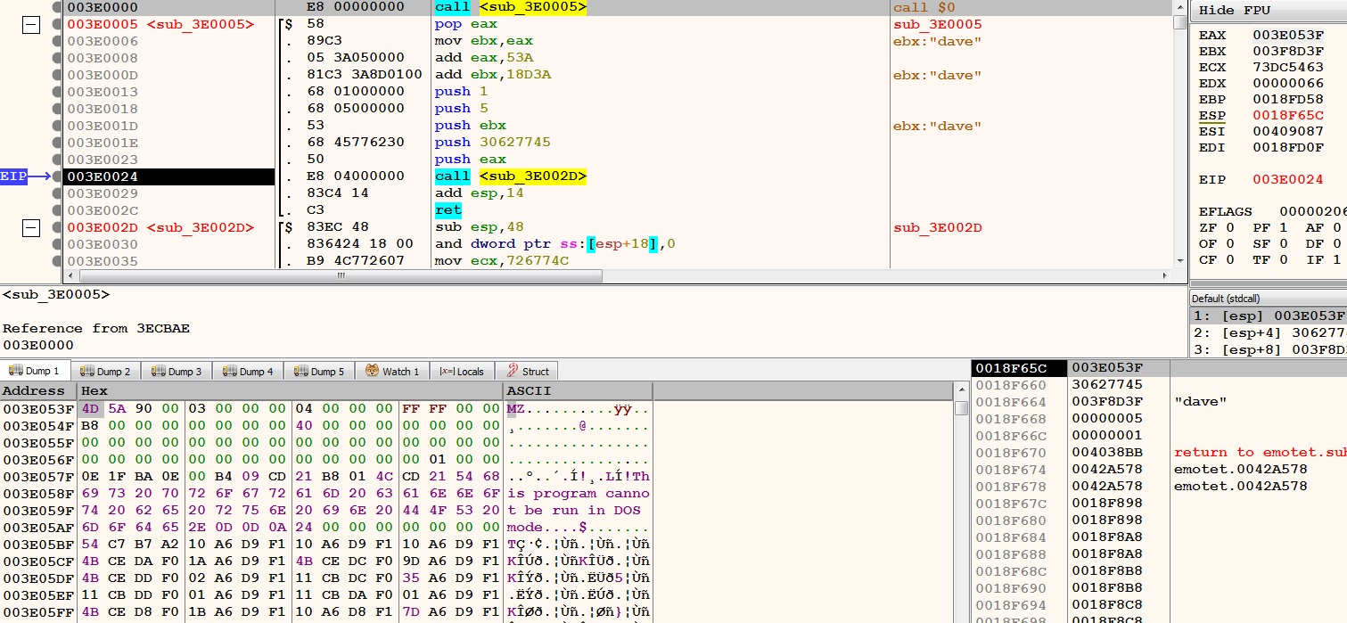 Figure 22 – presence of PE file within the newly created region