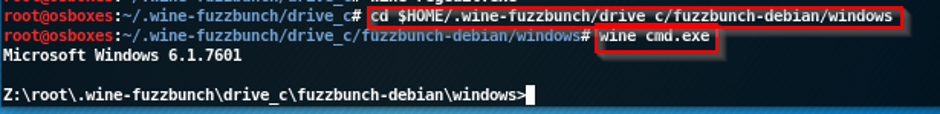 Now use dir command to list the file in the directory, fb.py is the python script for the FuzzBunch
