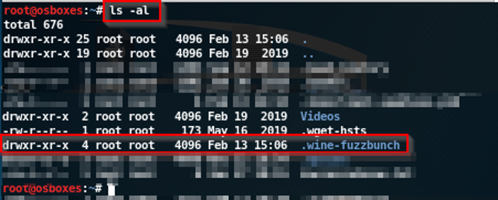 wine-fuzzbunch directory is create in the root of the kali machine